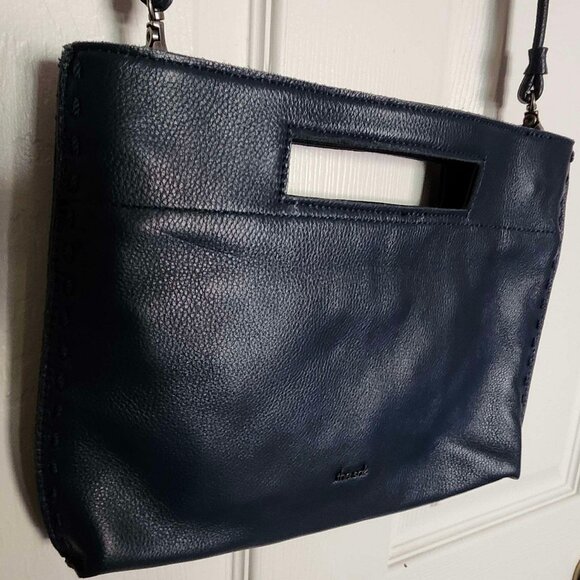 The Sak Blue Leather Handbag w/ Beaded Flowers - Picture 2 of 7